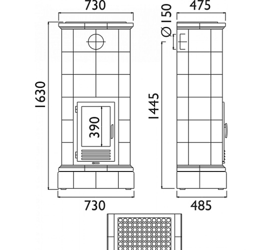 Кафельная печь Kaledonie color K - вставка вставка комбо_5