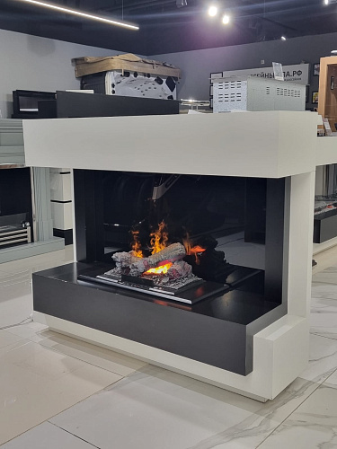 Биокамин Dimplex Cube очаг Cassette 400 LNH-INT (с дровами) белый с черным (выставочный образец)_4